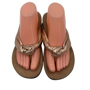 Vionic Pippa Rose Gold Leather Orthotic Flip Flop Sandals Womens Size 8.5